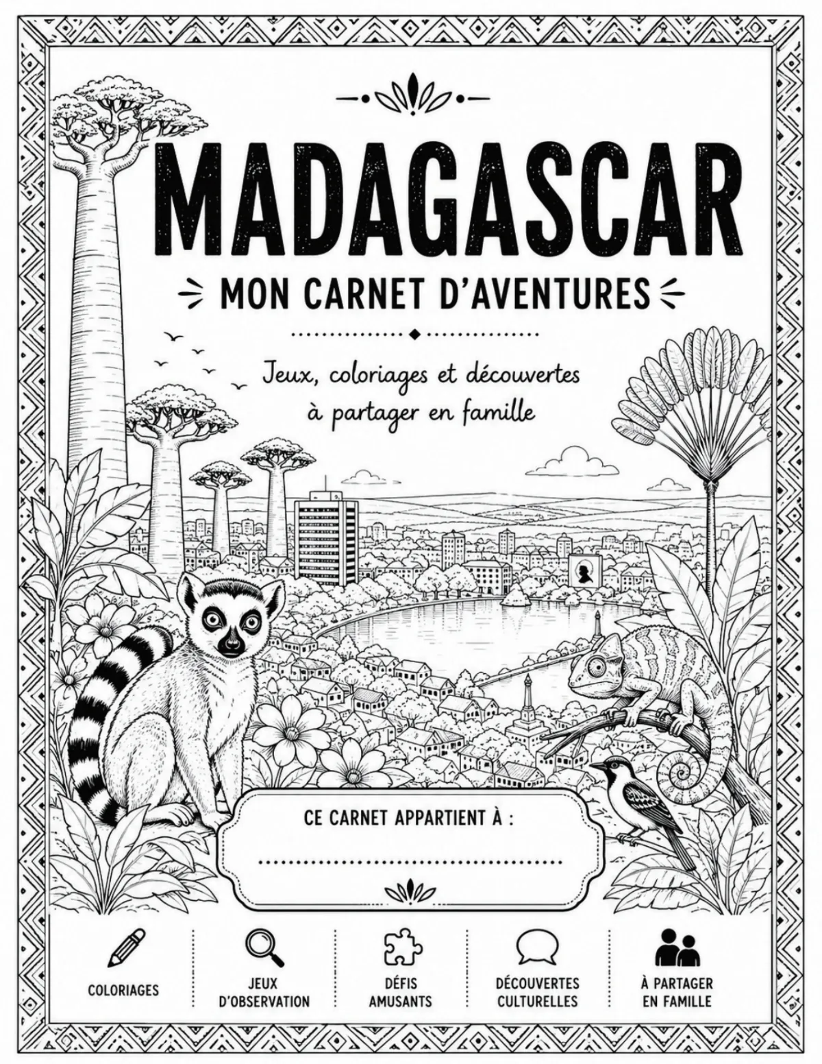 Page de titre du carnet Madagascar, mon carnet d'aventures